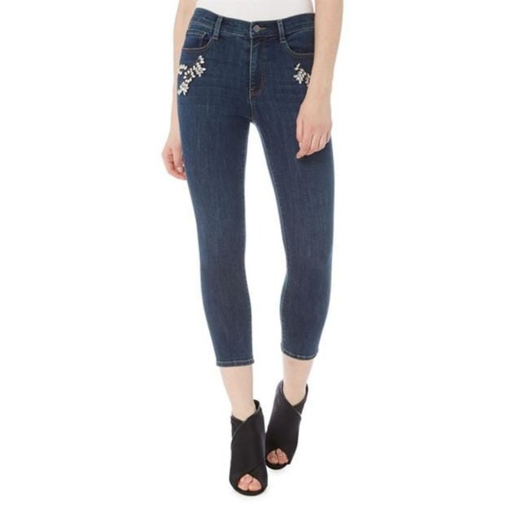 DKNY  Women's Soho Skinny Jean Embellished Size 31/12 Blue